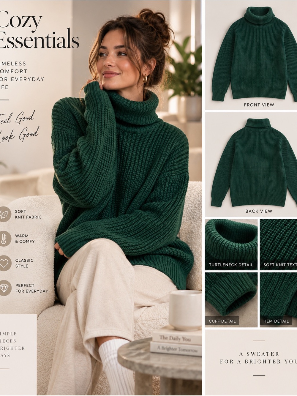 Vero Moda Women’s Green Turtleneck Knit Sweater Size L